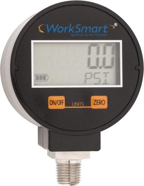 Value Collection - 2-1/2" Dial, 1/4 Thread, 0-500 Scale Range, Pressure Gauge - Lower Connection Mount, Accurate to 0.01% of Scale - USA Tool & Supply