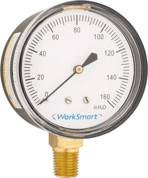 Value Collection - 2-1/2" Dial, 1/4 Thread, 0-160 Scale Range, Pressure Gauge - Lower Connection Mount, Accurate to 1.5% of Scale - USA Tool & Supply