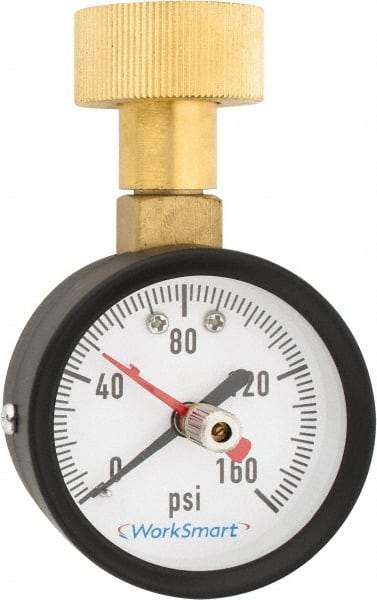 Value Collection - 2" Dial, 3/4 Thread, 0-160 Scale Range, Pressure Gauge - Top Connection Mount, Accurate to 3-2-3% of Scale - USA Tool & Supply