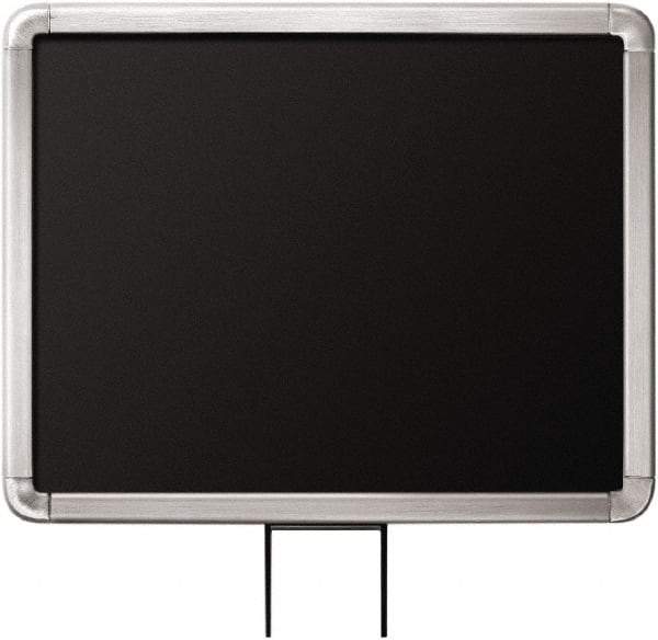 Lavi Industries - 14" High x 11" Long x 11" Wide Barrier Sign Frame - Aluminum, Satin Chrome Finish, Satin Aluminum, Use with Stanchion - USA Tool & Supply