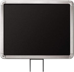 Lavi Industries - 14" High x 11" Long x 11" Wide Barrier Sign Frame - Aluminum, Satin Chrome Finish, Satin Aluminum, Use with Stanchion - USA Tool & Supply