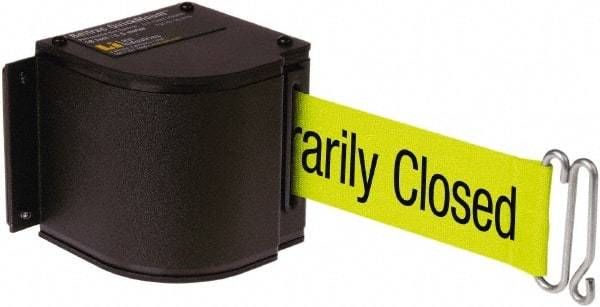 Lavi Industries - 3-1/2" High x 3-1/4" Long x 3-1/4" Wide Retractable Barrier Belt - Aluminum, Powdercoat Finish, Black, Use with Upright - USA Tool & Supply