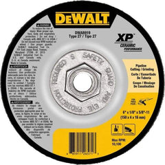 DeWALT - 24 Grit, 6" Wheel Diam, Type 27 Depressed Center Wheel - Coarse/Medium Grade, Ceramic, N Hardness, 10,100 Max RPM - USA Tool & Supply