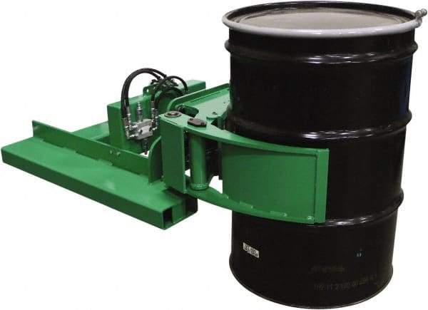 Valley Craft - 2,000 Lb Load Capacity, 30, 55 & 85 Gal Forklift Drum Handler - Steel Wheels - USA Tool & Supply