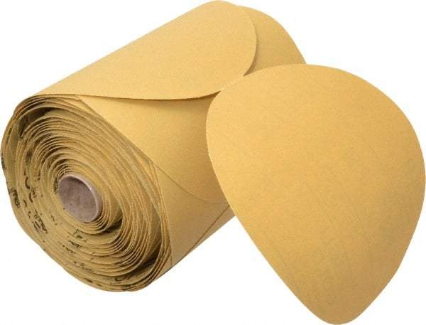 3M - 6" Diam, 150 Grit Aluminum Oxide Adhesive PSA Disc - Very Fine Grade, Gold, A Weighted Backing, Flexible, Use with Random Orbital Sanders - USA Tool & Supply