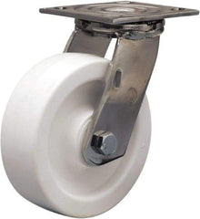 Hamilton - 6" Diam x 2" Wide x 7-1/2" OAH Top Plate Mount Swivel Caster - Polyolefin, 750 Lb Capacity, Delrin Bearing, 3-3/4 x 4-1/2" Plate - USA Tool & Supply