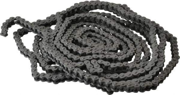 Morse - 1/4" Pitch, ANSI 25, Single Strand Roller Chain - Chain No. 25, 10 Ft. Long, 0.13" Roller Diam, 1/8" Roller Width - USA Tool & Supply