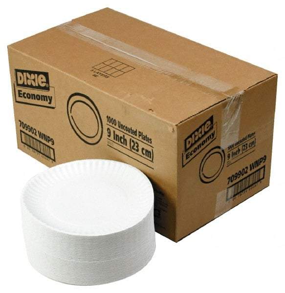 Dixie - Dixie Uncoated Paper Plates, 9" - White - USA Tool & Supply