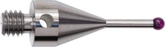 Renishaw - 0.1575 Inch Ball Diameter, Stainless Steel Stem, M4 Thread, Ruby Point Ball Tip CMM Stylus - 0.5394 Inch Working Length, 0.1181 Inch Stem Diameter, 0.7087 Inch Overall Length - USA Tool & Supply