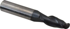 OSG - 13/32" Diam, 1" LOC, 2 Flute Solid Carbide Ball End Mill - TiAlN Finish, Single End, 2-3/4" OAL, 7/16" Shank Diam, Spiral Flute - USA Tool & Supply