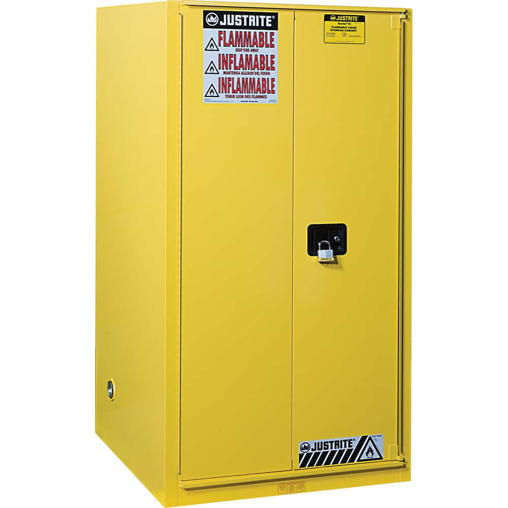 Justrite - 1 Door 2 Shelf 90 Gal Safety Cabinet for Flammable Substances - Exact Industrial Supply