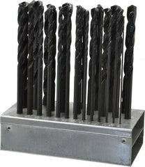 Hertel - 1/16 to 1/2", 135° Point, Black Oxide Finish, High Speed Steel Aircraft Extension Length Drill Bit Set - USA Tool & Supply