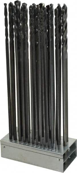 Hertel - 1/16 to 1/2", 135° Point, Black Oxide Finish, Aircraft Extension Length Drill Bit Set - USA Tool & Supply