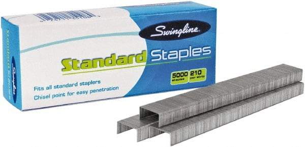 Swingline - 1/4" Leg Length, Galvanized/Low-Carbon Steel Standard Staples - 20 Sheet Capacity, For Use with 210 Full Strip Standard Staplers - USA Tool & Supply