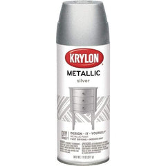 Krylon - Silver, Metallic, Aerosol Spray Paint - 15 to 20 Sq Ft per Can, 16 oz Container - USA Tool & Supply