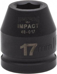 Armstrong - 3/4" Drive 17mm Standard Impact Socket - 6 Points, 1-7/8" OAL - USA Tool & Supply
