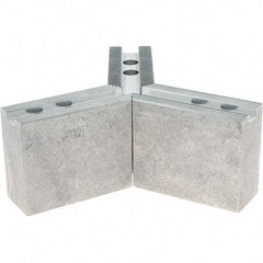 Abbott Workholding Products - 1.5mm x 60° Serrated Attachment, Square Soft Lathe Chuck Jaw - 3 Jaws, Aluminum, 63/64" Btw Mount Hole Ctrs, 4" Long x 1-1/2" Wide x 3" High, 0.5512" Groove, 0.4724" & 12mm Fastener - USA Tool & Supply