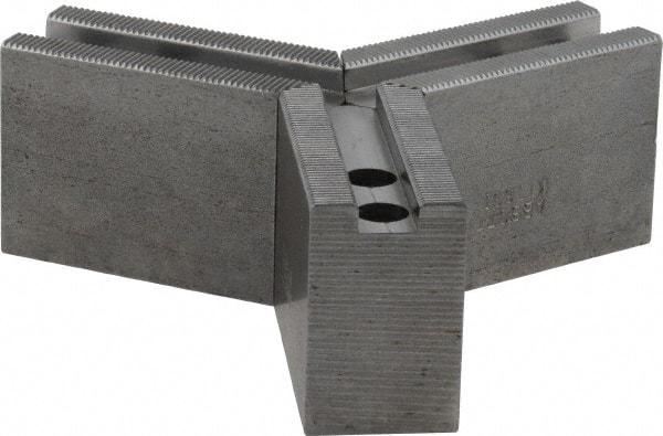 Abbott Workholding Products - 1.5mm x 60° Serrated Attachment, Square Soft Lathe Chuck Jaw - 3 Jaws, Steel, 0.7874" Btw Mount Hole Ctrs, 3" Long x 1-1/4" Wide x 2" High, 0.4724" Groove, 0.3937" & 10mm Fastener - USA Tool & Supply