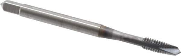 OSG - #5-40 UNC, 2 Flute, TiCN Finish, High Speed Steel Spiral Point Tap - Plug Chamfer, Right Hand Thread, 1-15/16" OAL, 5/8" Thread Length, 0.141" Shank Diam, 2B/3B Class of Fit - Exact Industrial Supply
