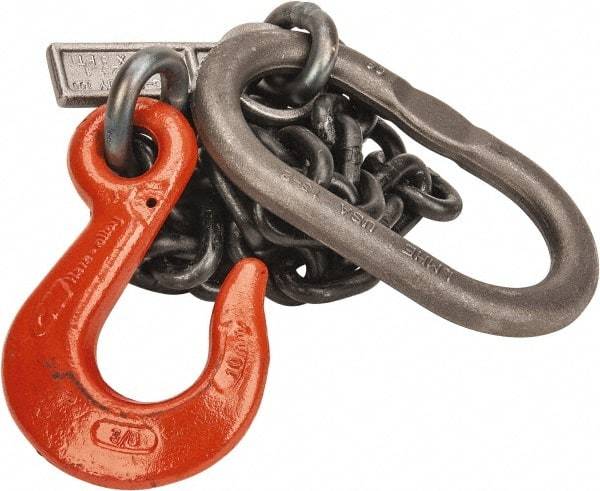 Lift-All - 5' Long x 4-1/2" Wide, 8,800 Lb Basket Capacity, Alloy Steel Web Sling - 8,800 Lb Choker Capacity, SOS Chain Sling, 3/8" Diam Chain, Natural, Single Style - USA Tool & Supply
