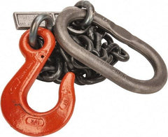 Lift-All - 5' Long x 4-1/2" Wide, 8,800 Lb Basket Capacity, Alloy Steel Web Sling - 8,800 Lb Choker Capacity, SOS Chain Sling, 3/8" Diam Chain, Natural, Single Style - USA Tool & Supply