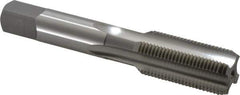 OSG - 3/4-16 UNF 3B 4 Flute Bright Finish High Speed Steel Straight Flute Standard Hand Tap - Bottoming, Left Hand Thread, 4-1/4" OAL, 2" Thread Length, H3 Limit, Oversize - Exact Industrial Supply