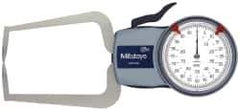 Mitutoyo - 0.8 Inch Max Measurement, 0.0005 Inch Graduation, Outside Dial Caliper Gage - 3.2 Inch Leg Length, 0.0015 Inch Accuracy - USA Tool & Supply