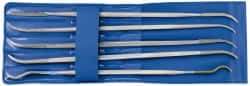 PFERD - 5 Piece Diamond Pattern File Set - 6" Long, Medium Coarseness, Set Includes Crossing Oval, Square, Three Square, Round, Hand Flat - USA Tool & Supply