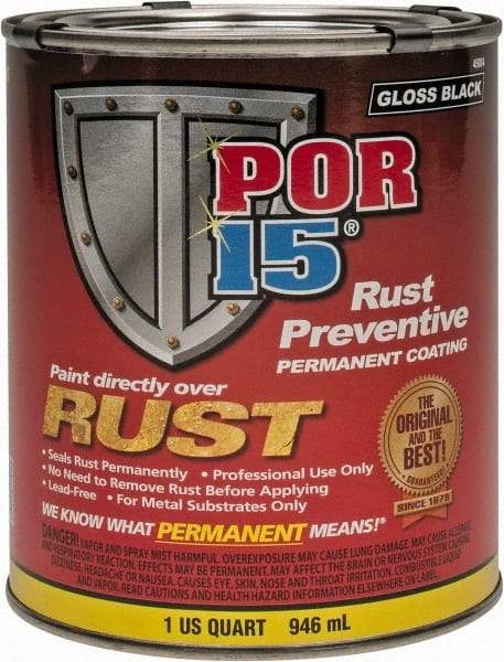 POR-15 - 1 Quart, Black, Rust Preventative Paint - Comes in Can - USA Tool & Supply