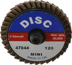 Garryson - 120 Grit, 2" Disc Diam, Type 27 Zirconia Alumina Flap Disc - 30,000 Max RPM, Nylon Backing, Quick Change Type R Attaching System, Coated - USA Tool & Supply
