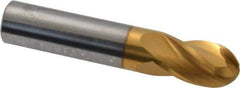 Atrax - 3/8" Diam, 5/8" LOC, 4 Flute Solid Carbide Ball End Mill - TiN Finish, Single End, 2" OAL, 3/8" Shank Diam - USA Tool & Supply