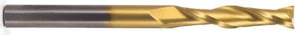 Atrax - 1", 2-1/4" LOC, 1" Shank Diam, 5" OAL, 2 Flute, Solid Carbide Square End Mill - Single End, TiN Finish, Spiral Flute, 30° Helix, Centercutting, Right Hand Cut - USA Tool & Supply