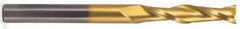 Atrax - 1", 2-1/4" LOC, 1" Shank Diam, 5" OAL, 2 Flute, Solid Carbide Square End Mill - Single End, TiN Finish, Spiral Flute, 30° Helix, Centercutting, Right Hand Cut - USA Tool & Supply