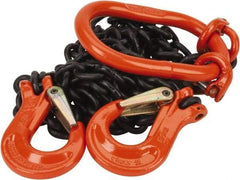 Pewag - 5' Long, 3,600 Lb Basket Capacity, 3,600 Lb Vertical Capacity, Alloy Steel Web Sling - DOS Chain Sling, 7/32" Diam Chain, Silver (Color), with 2 Sling Hooks & Master Link - USA Tool & Supply