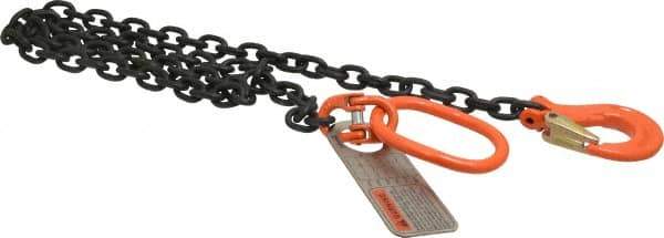 Pewag - 5' Long, 2,100 Lb Basket Capacity, 2,100 Lb Vertical Capacity, Alloy Steel Web Sling - SOS Chain Sling, 7/32" Diam Chain, Silver (Color), with Sling Hook & Master Link - USA Tool & Supply