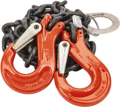 Pewag - 5' Long, 2,100 Lb Basket Capacity, 2,100 Lb Vertical Capacity, Alloy Steel Web Sling - SSS Chain Sling, 7/32" Diam Chain, Silver (Color), with 2 Sling Hooks - USA Tool & Supply