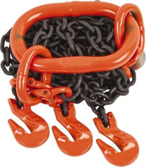 Pewag - 5' Long, 5,500 Lb Basket Capacity, 5,500 Lb Vertical Capacity, Alloy Steel Web Sling - TOG Chain Sling, 7/32" Diam Chain, Silver (Color), with 3 Grab Hooks & Master Link - USA Tool & Supply