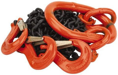 Pewag - 5' Long, 5,500 Lb Basket Capacity, 5,500 Lb Vertical Capacity, Alloy Steel Web Sling - TOS Chain Sling, 7/32" Diam Chain, Silver (Color), with 3 Sling Hooks & Master Link - USA Tool & Supply