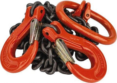 Pewag - 5' Long, 6,100 Lb Basket Capacity, 6,100 Lb Vertical Capacity, Alloy Steel Web Sling - DOS Chain Sling, 9/32" Diam Chain, Silver (Color), with 2 Sling Hooks & Master Link - USA Tool & Supply