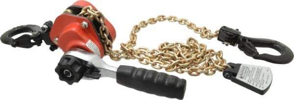 CM - 1,100 Lb Lifting Capacity, 5' Lift Height, Mini-Ratchet Lever Hoist - Made from Chain, 56 Lb Avg Pull to Lift Rated Load, 1 Chain - USA Tool & Supply