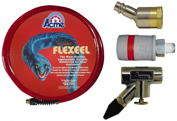 Coilhose Pneumatics - Blow Gun & Hose Kits; Type: Paint Booth Kit ; Hose Length (Feet): 35.00 ; Hose Inside Diameter: 3/8 (Inch); Fitting Size: 1/4 NPT ; Contents: High Flow Ball Swivel Connector; High Flow Composite Coupler; Rubber Tip In-Line Blow Gun - Exact Industrial Supply