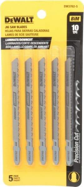 DeWALT - 4" Long, 10 Teeth per Inch, Cobalt Jig Saw Blade - Toothed Edge, 1/4" Wide x 0.06" Thick, T-Shank - USA Tool & Supply