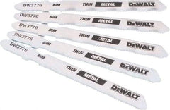 DeWALT - 3" Long, 24 Teeth per Inch, High Carbon Steel Jig Saw Blade - Toothed Edge, 0.3" Wide x 0.035" Thick, T-Shank - USA Tool & Supply