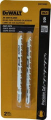 DeWALT - 4" Long, 6 Teeth per Inch, High Carbon Steel Jig Saw Blade - Toothed Edge, 1/4" Wide x 0.035" Thick, T-Shank - USA Tool & Supply