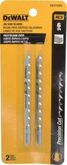 DeWALT - 4" Long, 6 Teeth per Inch, High Carbon Steel Jig Saw Blade - Toothed Edge, 1/4" Wide x 0.06" Thick, T-Shank - USA Tool & Supply