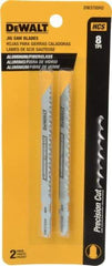 DeWALT - 4" Long, 8 Teeth per Inch, High Carbon Steel Jig Saw Blade - Toothed Edge, 1/4" Wide x 0.06" Thick, T-Shank - USA Tool & Supply