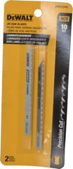 DeWALT - 4" Long, 10 Teeth per Inch, High Carbon Steel Jig Saw Blade - Toothed Edge, 1/4" Wide x 0.06" Thick, U-Shank - USA Tool & Supply