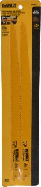 DeWALT - 12" Long, Bi-Metal Reciprocating Saw Blade - Tapered Profile, 6 TPI, Toothed Edge, Universal Shank - USA Tool & Supply