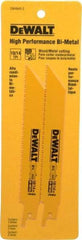 DeWALT - 6" Long x 3/4" Thick, Bi-Metal Reciprocating Saw Blade - Straight Profile, 10 to 14 TPI, Toothed Edge, Universal Shank - USA Tool & Supply