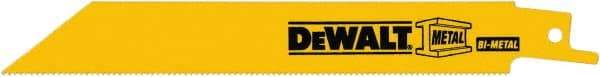 DeWALT - 6" Long, Bi-Metal Reciprocating Saw Blade - Straight Profile, 18 TPI, Toothed Edge, Universal Shank - USA Tool & Supply